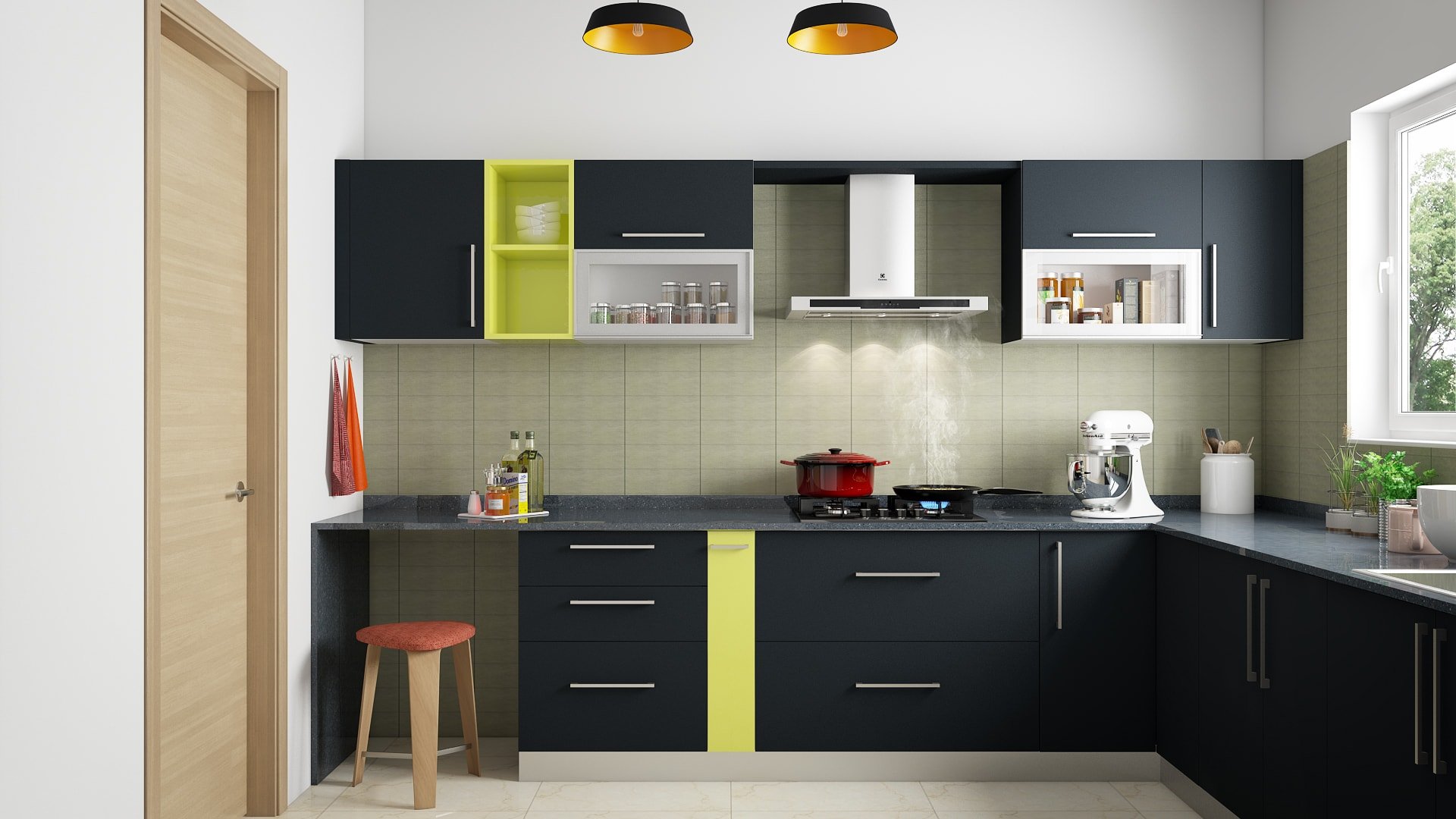L Shaped Kitchen - Modular Kitchen