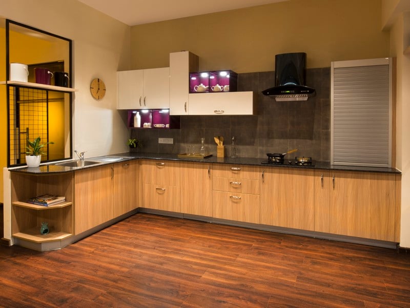 L Shaped Kitchen - Modular Kitchen